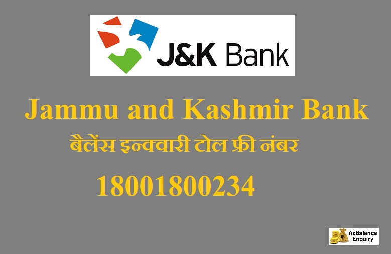 jammu and kashmir bank balance enquiry toll free number